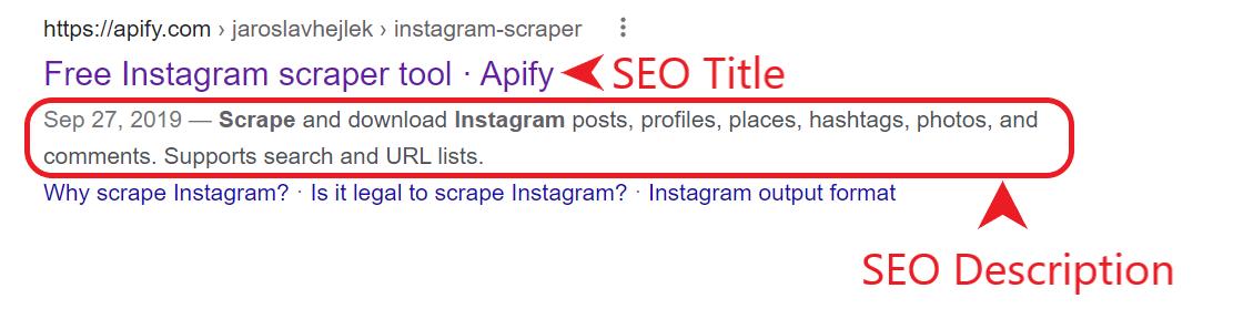 SEO title and description