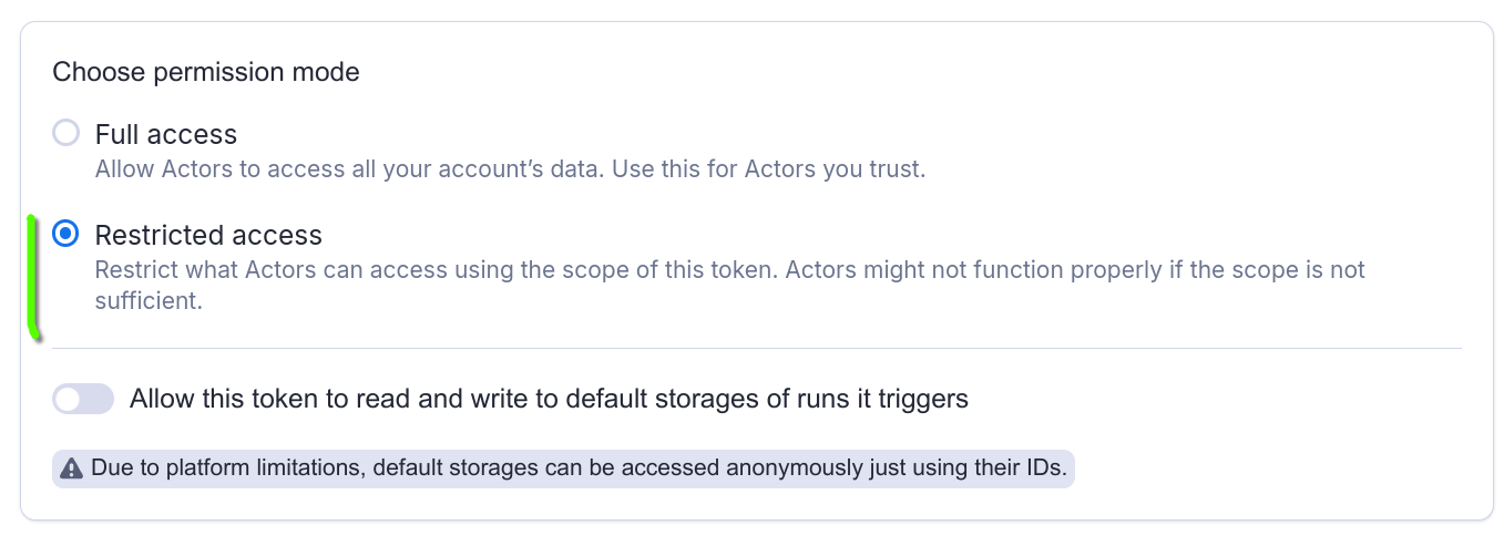 Scoped token with Restricted access