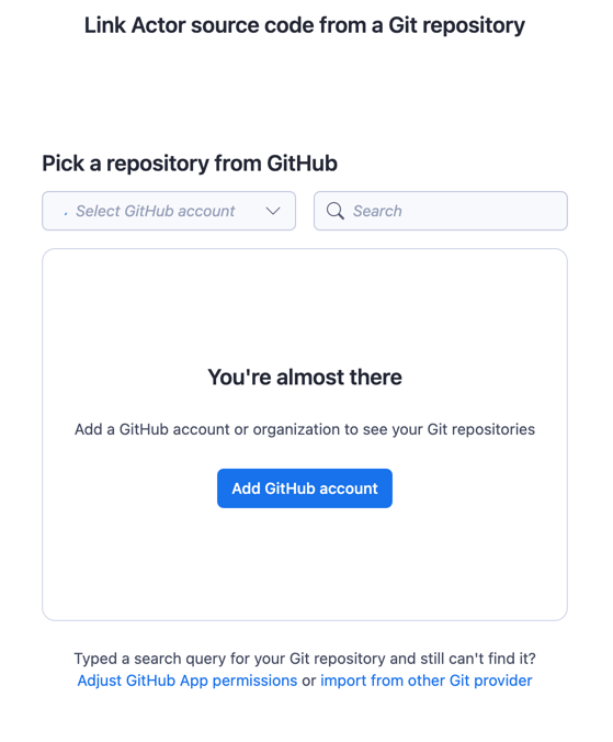 Git repository account select