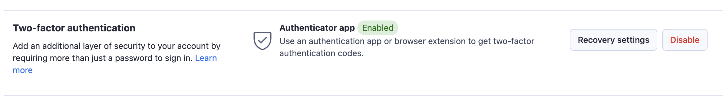 Apify Console two-factor authentication section enabled