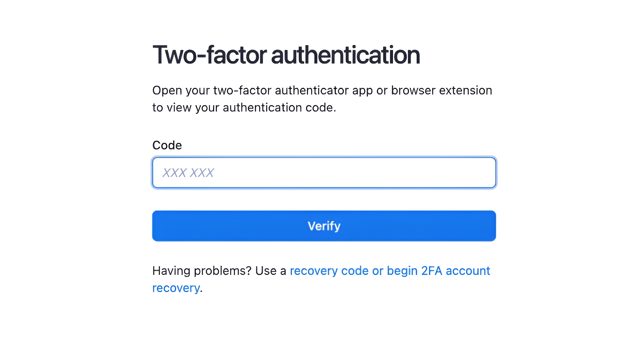 Apify Console two-factor authentication form