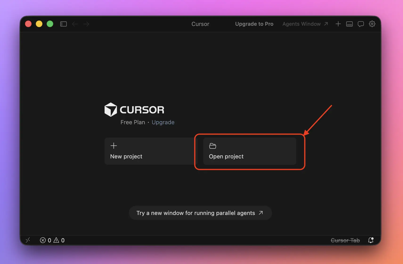 Open project in Cursor
