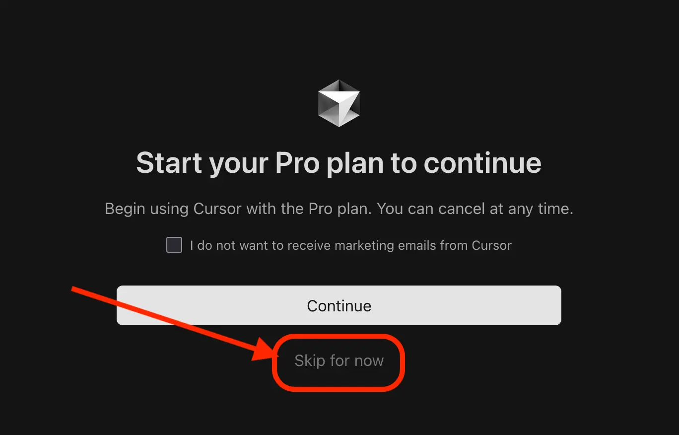 Skip starting a paid plan