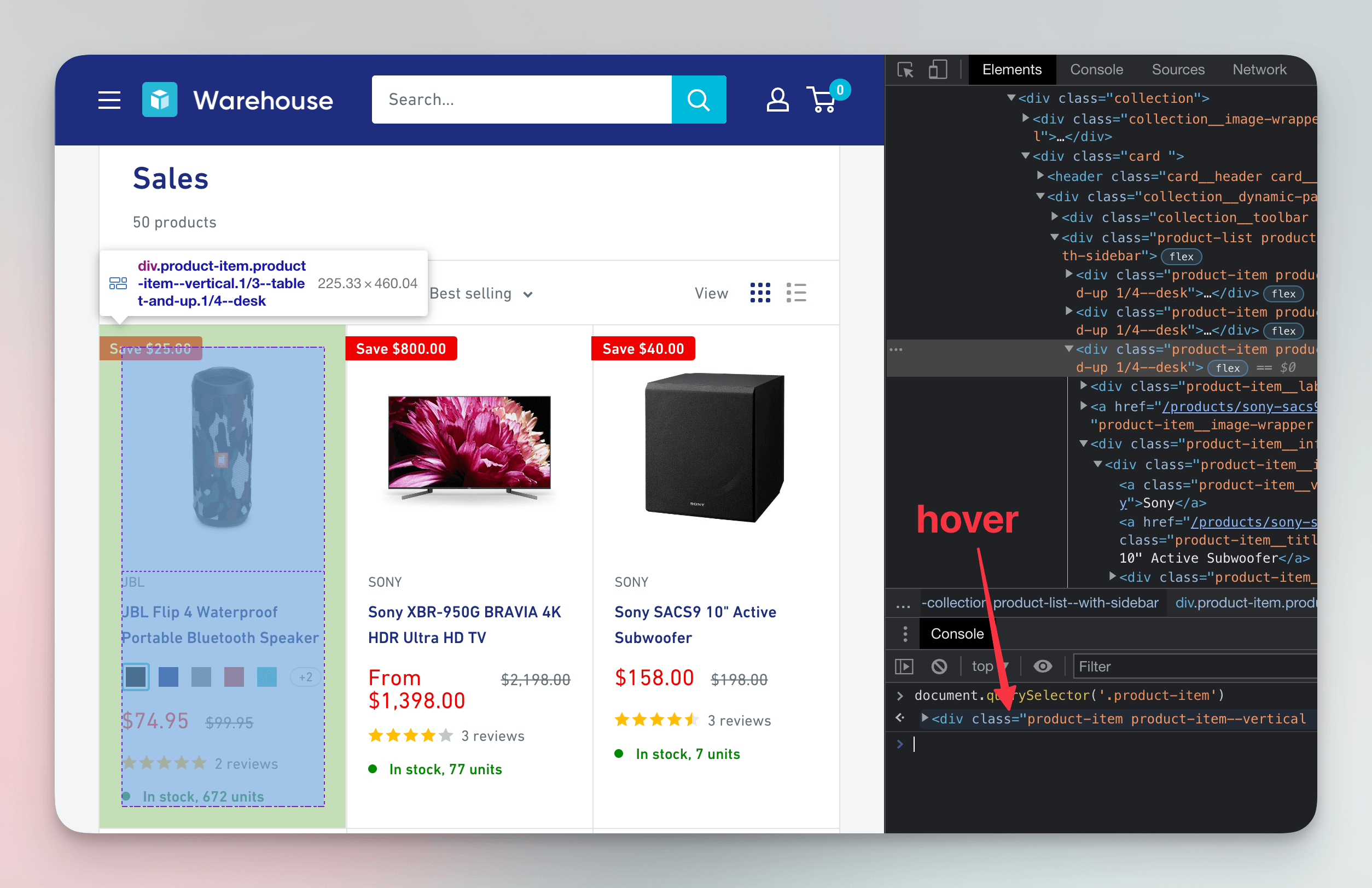 Highlighting a querySelector() result