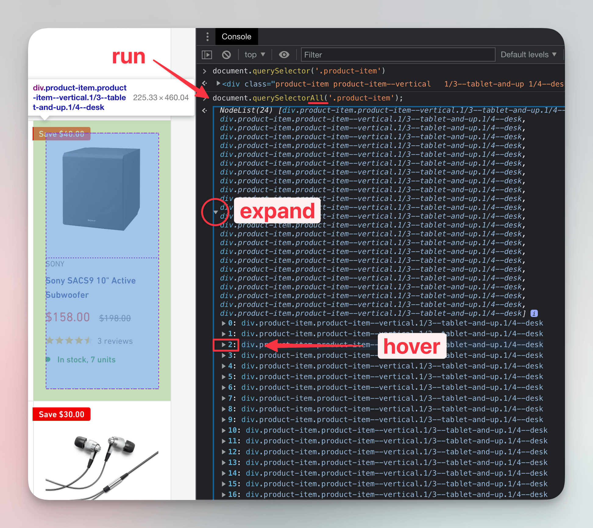 Highlighting a querySelectorAll() result