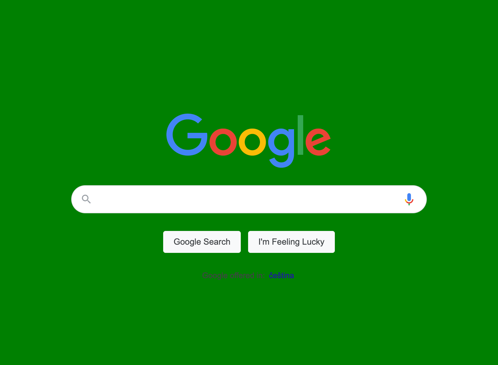 Google with the background color changed to green