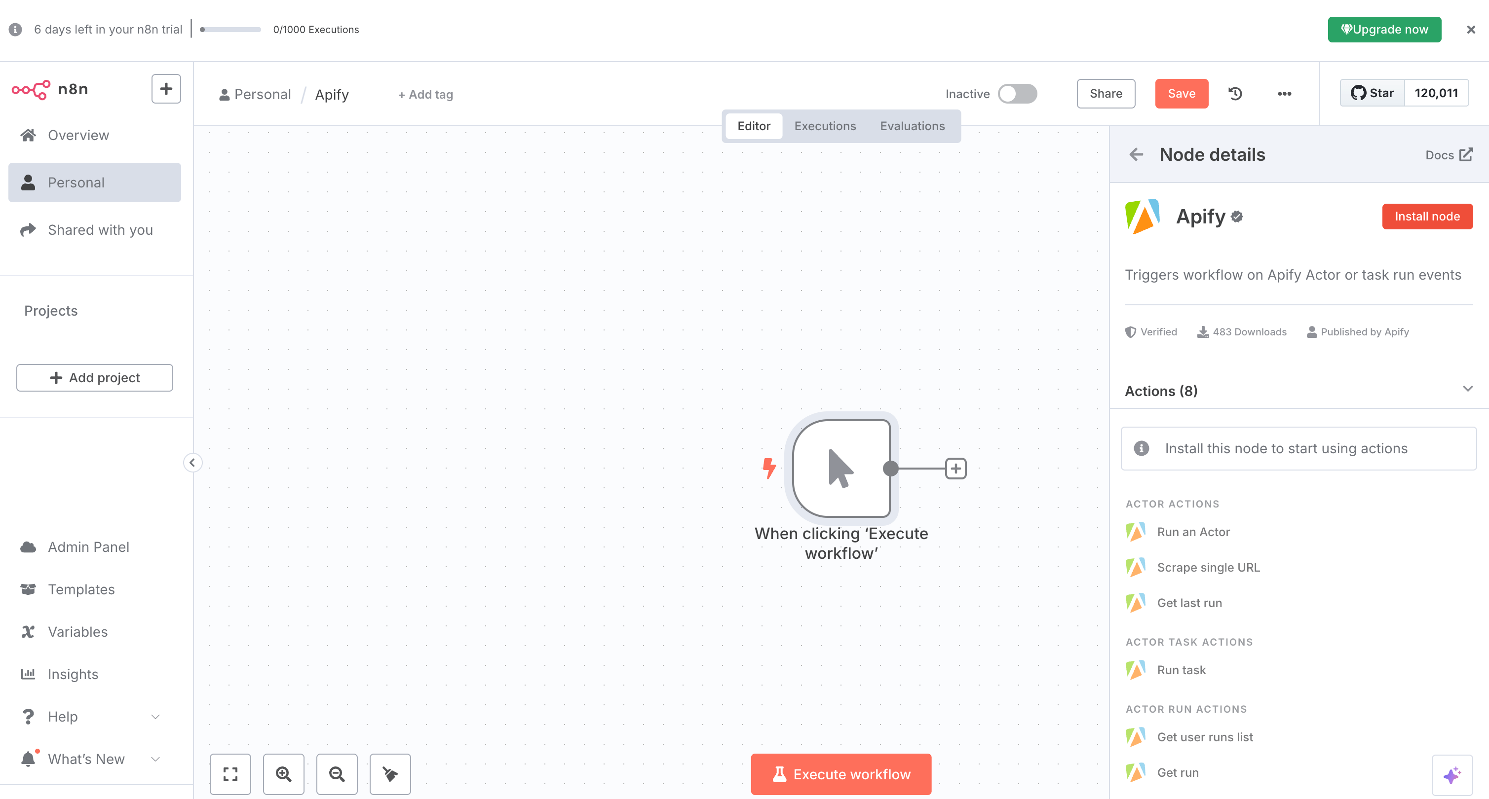 Apify Install Node