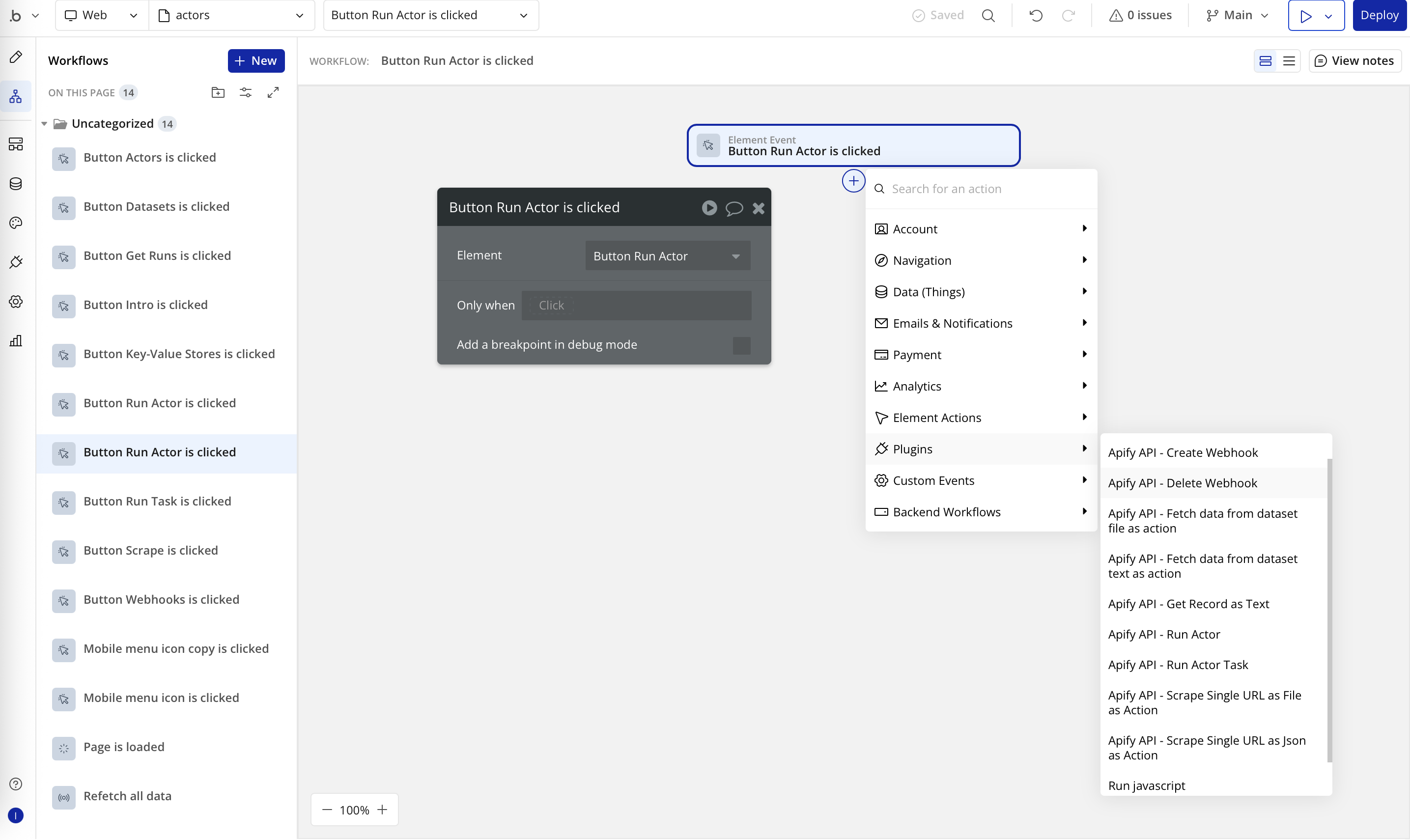 Apify Plugin&#39;s actions