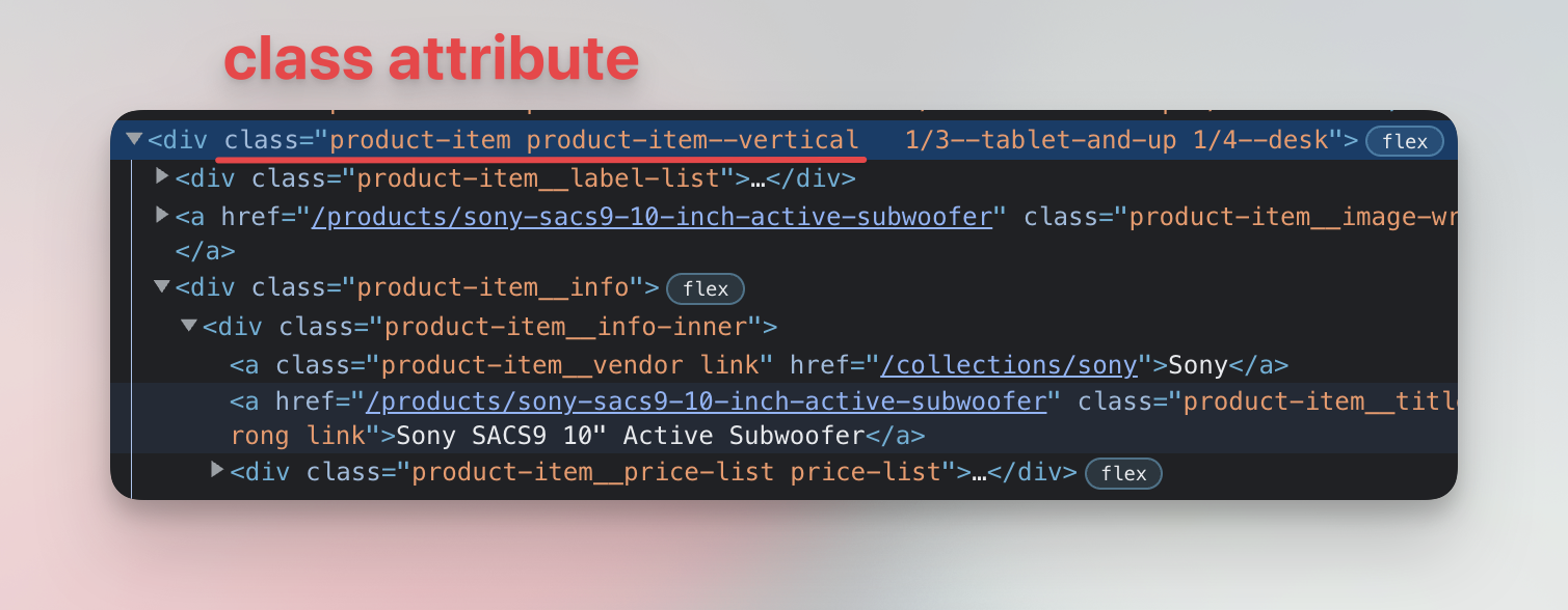 Products have the ‘product-item’ class