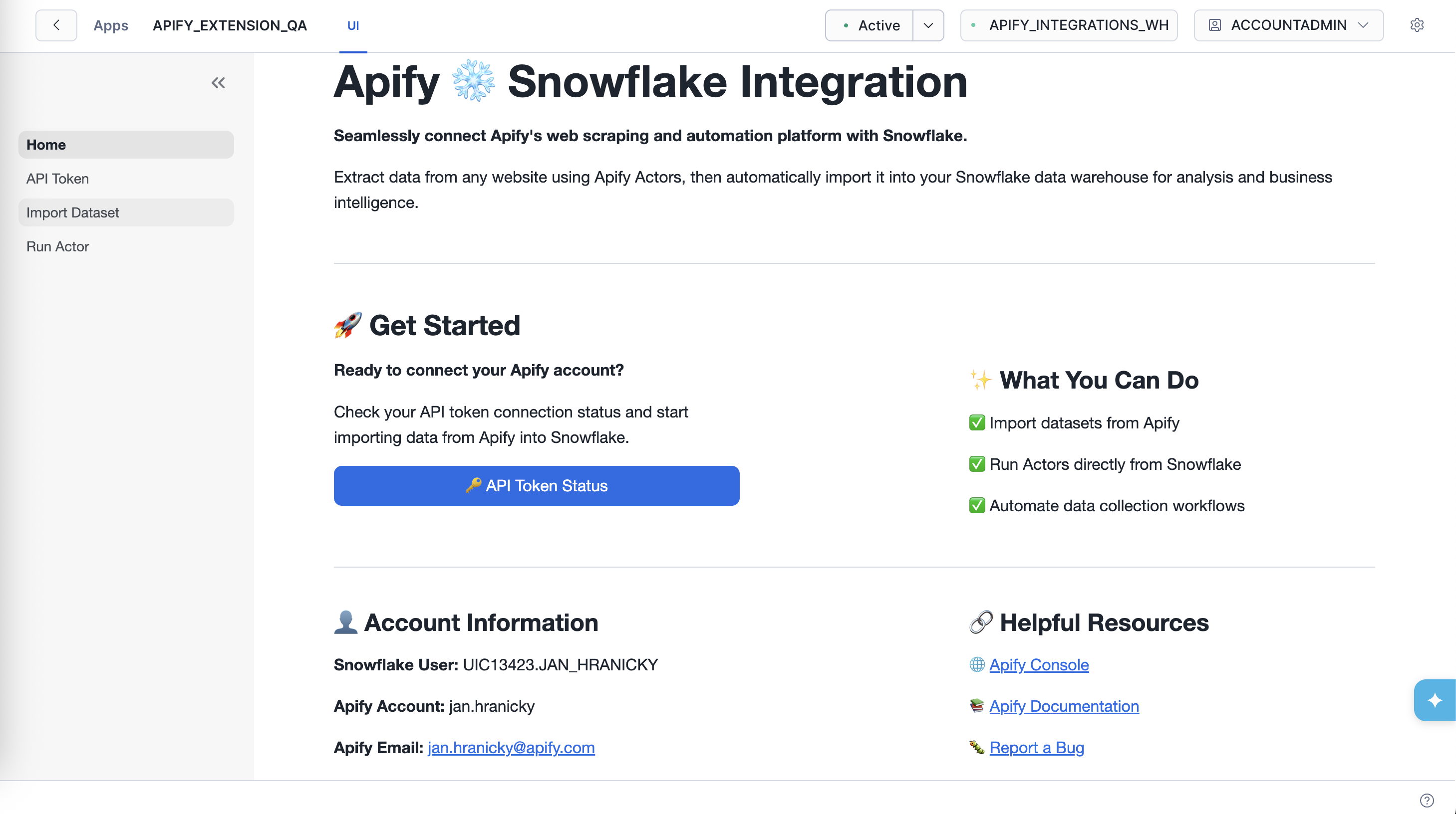 Apify Snowflake Integration home page