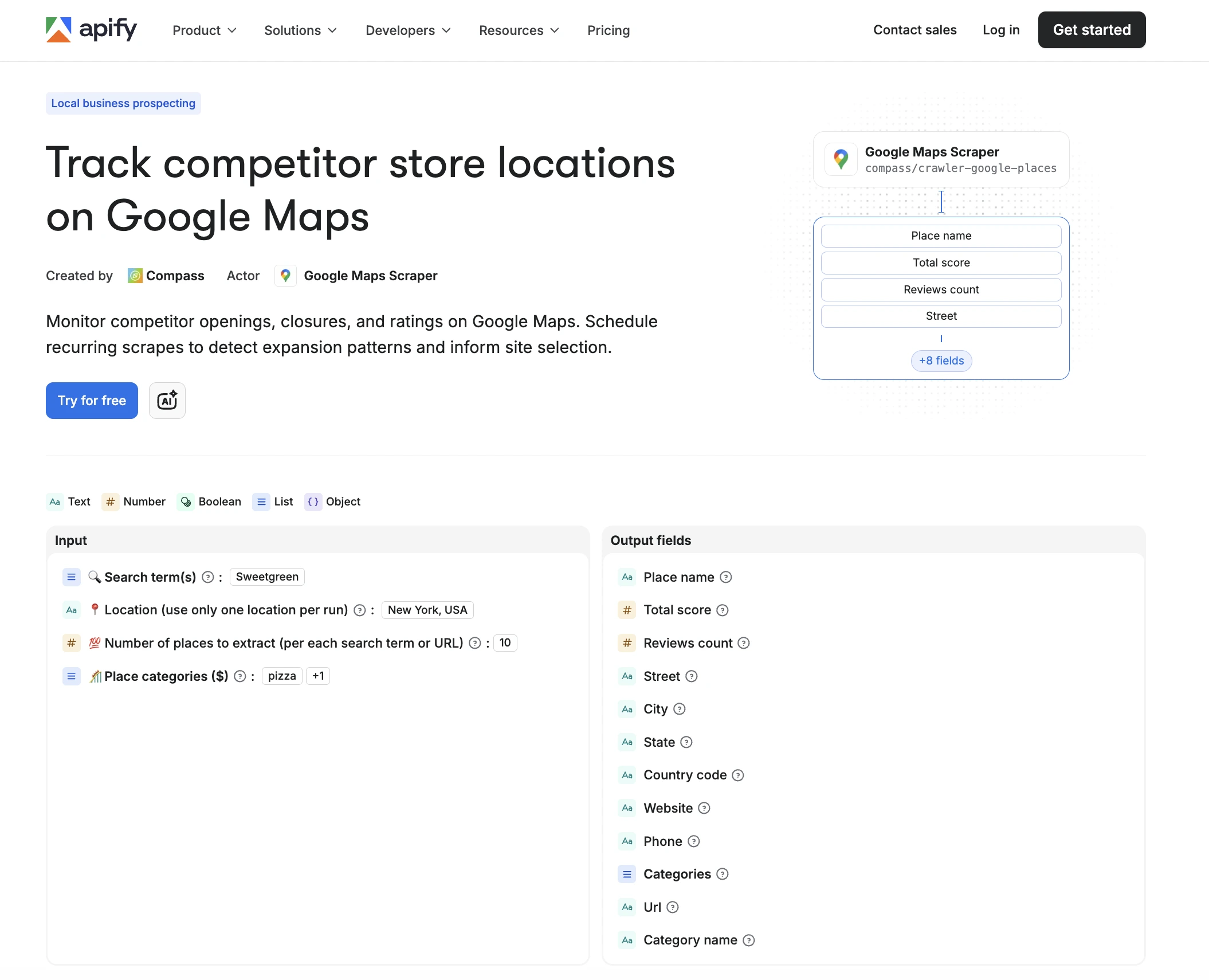 Task landing page with title, input fields, and output preview.