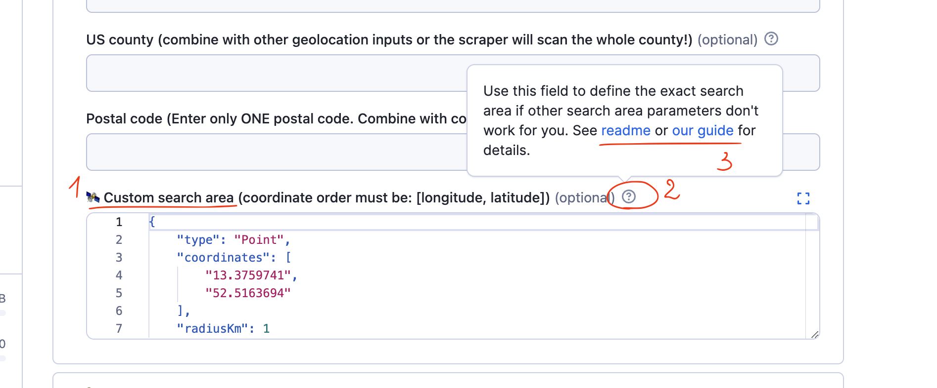 Input schema input example