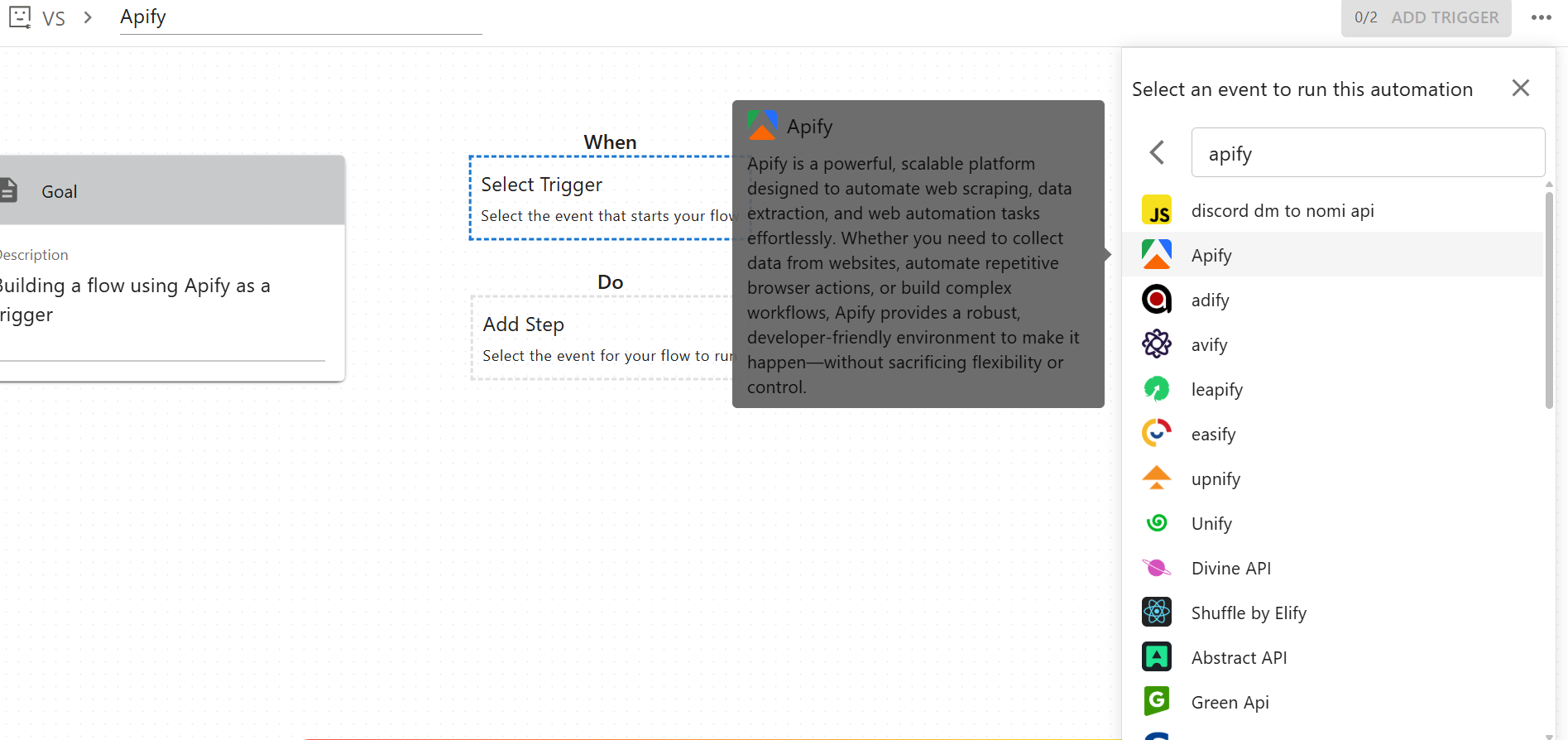 Search for Apify in viaSocket