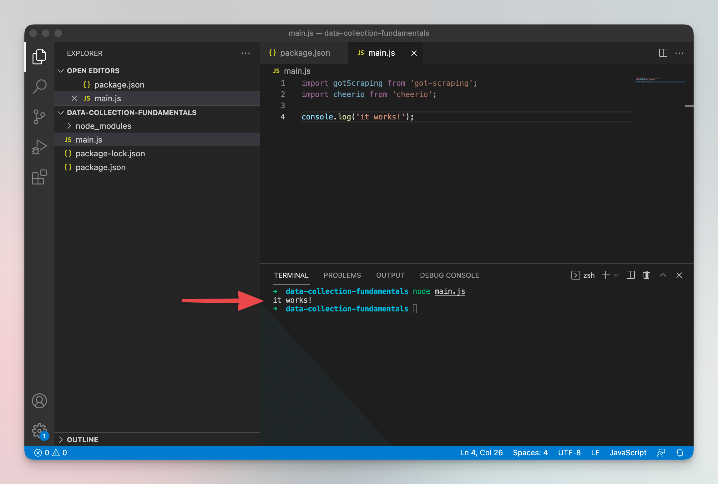 Test your setup with VSCode