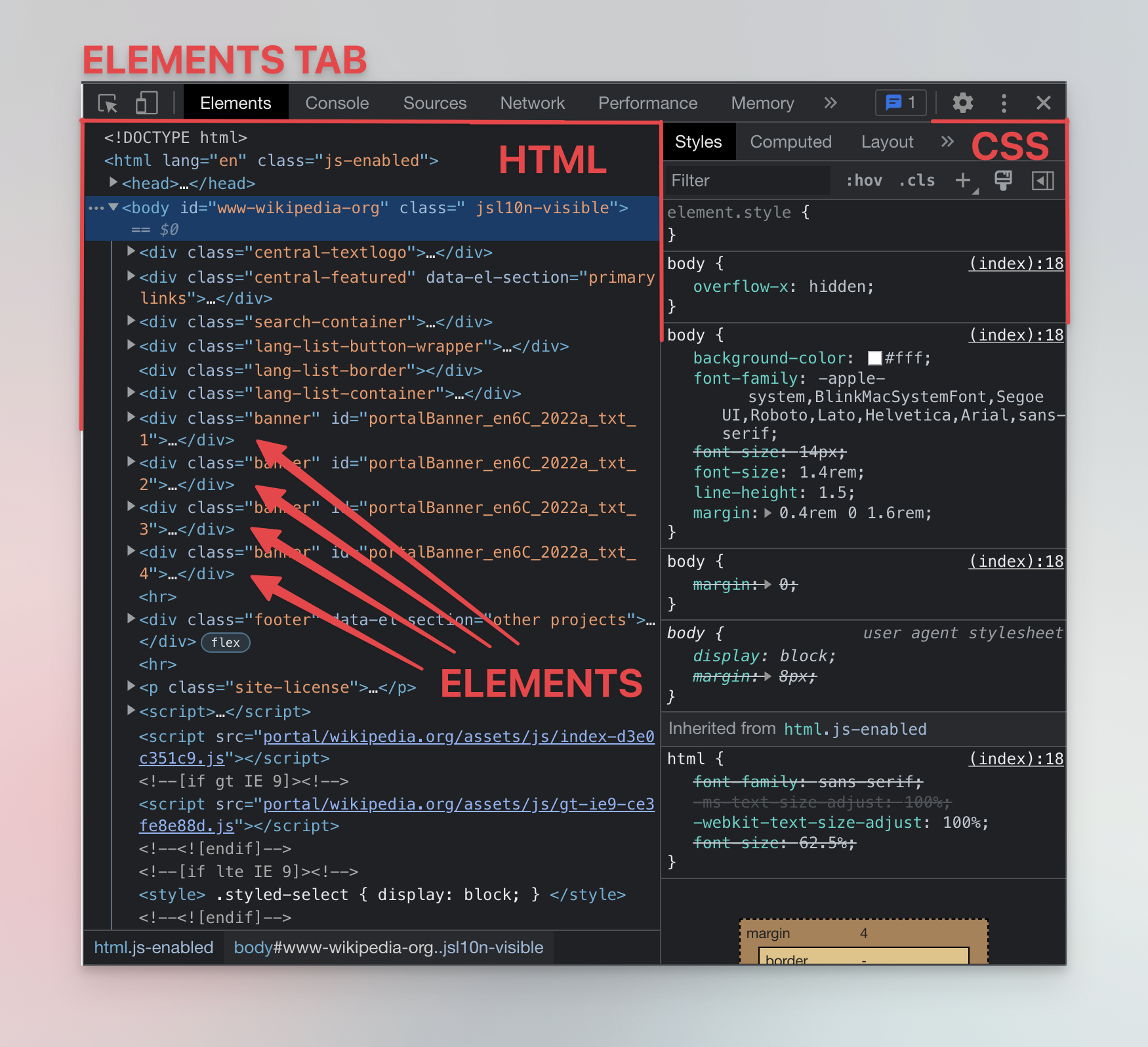 Elements tab in Chrome DevTools